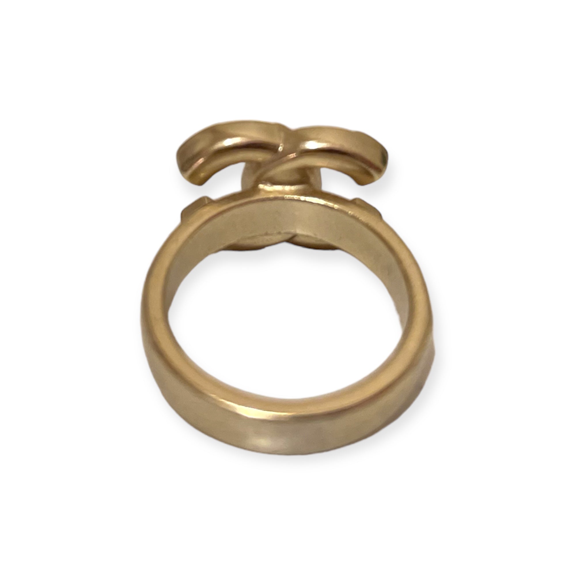 CHANEL CC Logo Ring in Champagne Gold/Crystals & Baguettes |Size:6|