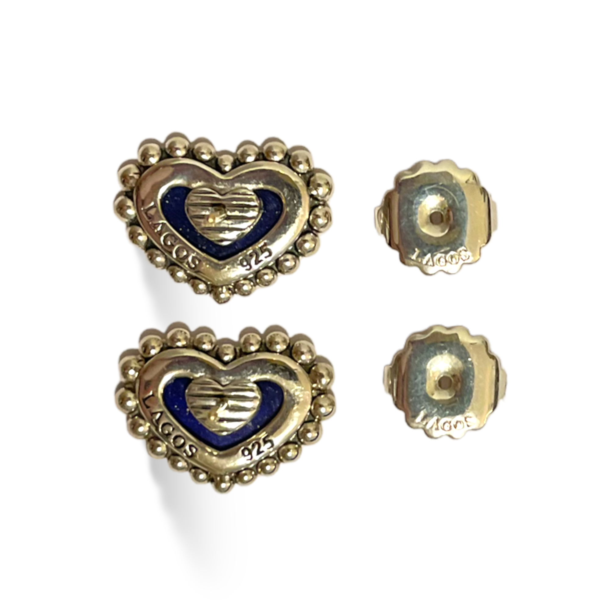 LAGOS Lapis Lazuli Maya Heart Stud Earrings