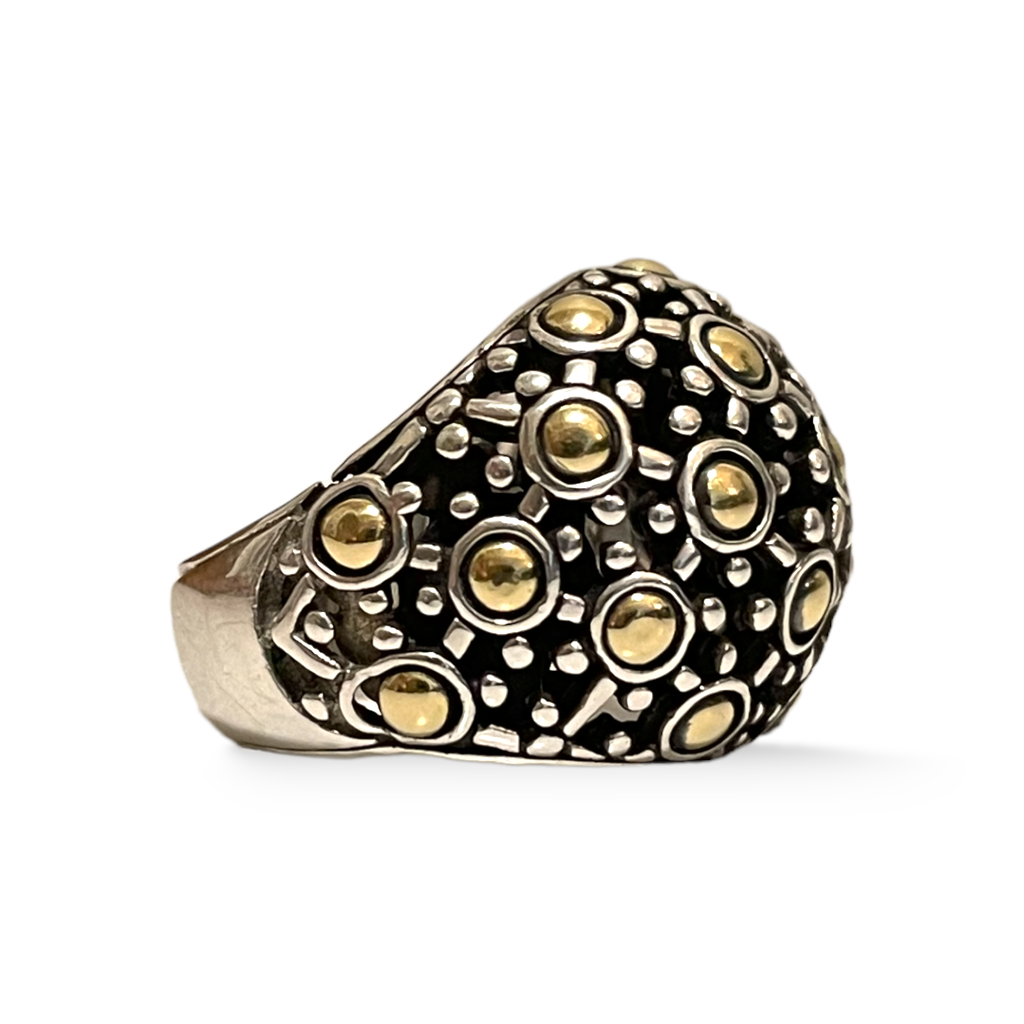 JOHN HARDY Two-Tone .925/18k Gold Jaisalmer Dot Dome Ring |Size: 6.5|