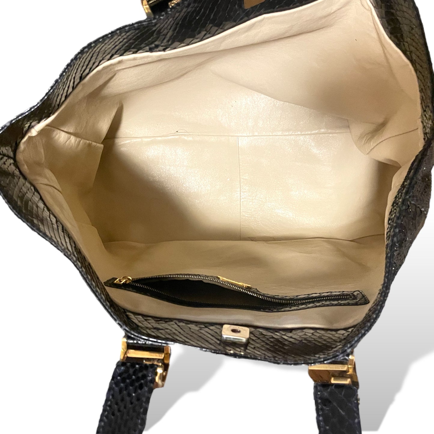 FENDI Vintage Exotic Twins Tote in Black Genuine Python