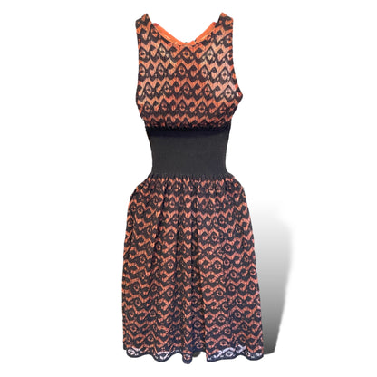Alaïa Paris Orange/Coral & Black Crochet Dress - main product photo