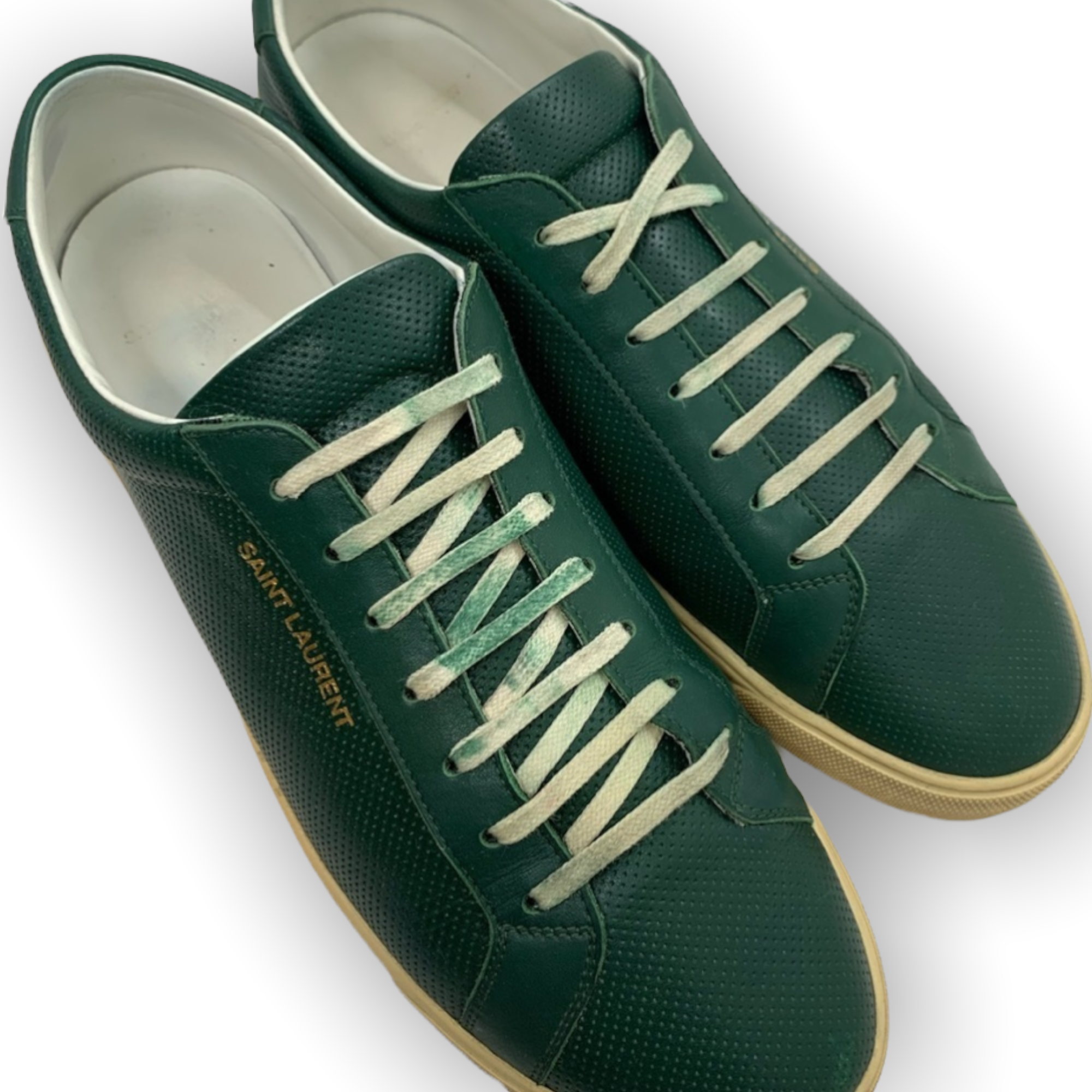 Men’s Saint Laurent Low Top Green Leather Sneakers