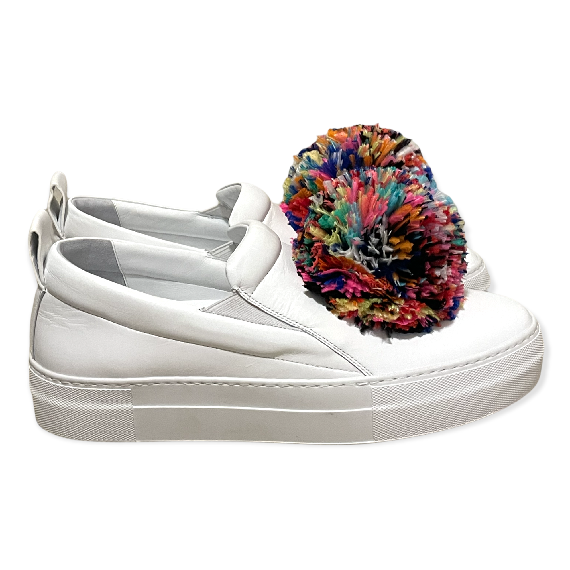 EUGENIA KIM Feather Pom-Pom Slip-on Sneakers