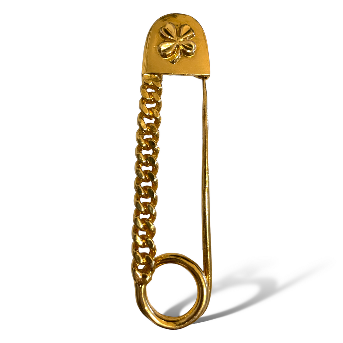 CHANEL Vintage RARE Gold-tone Four Leaf Clover Clothes Pin Brooch