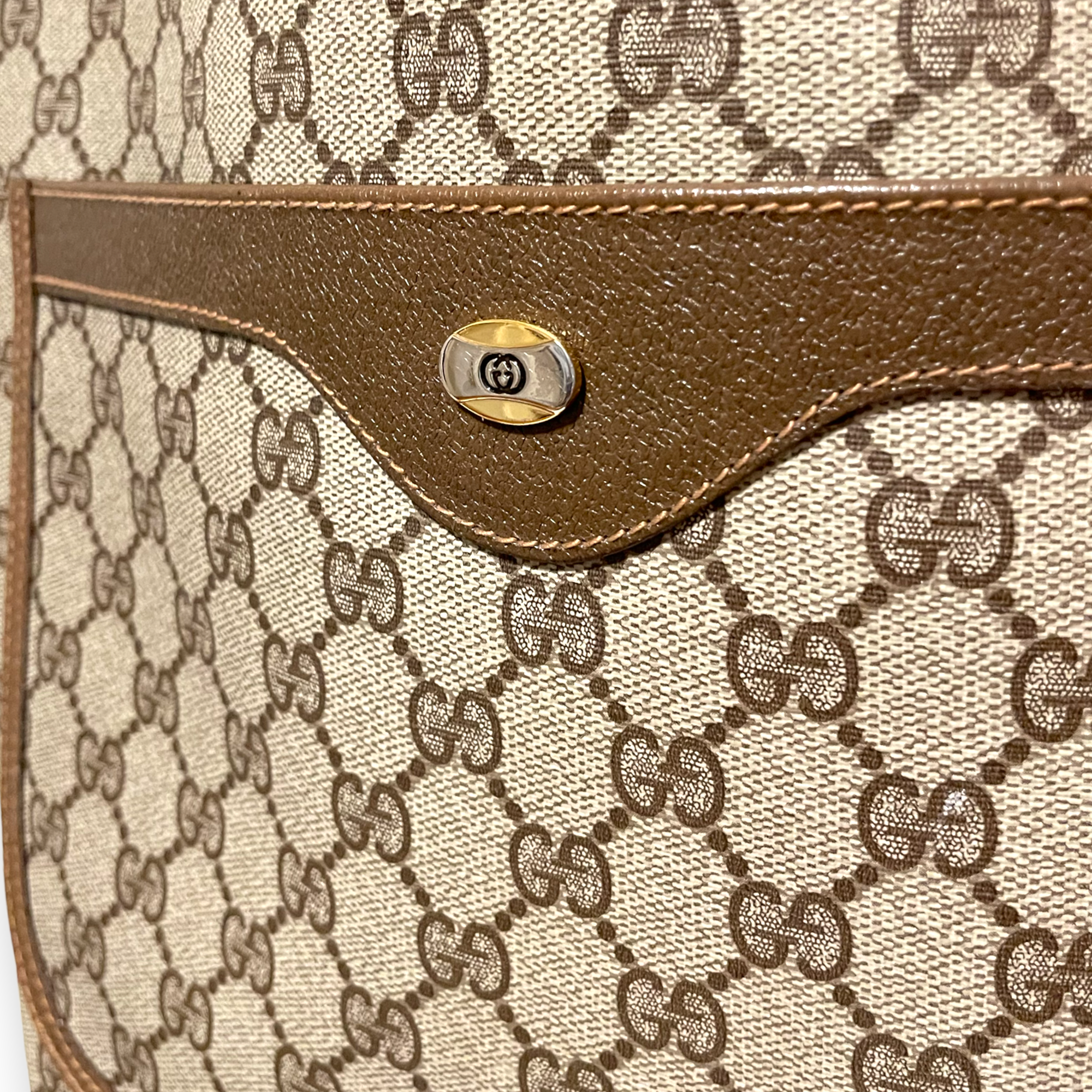 GUCCI GG Supreme Sherry Line Web Vertical Tote