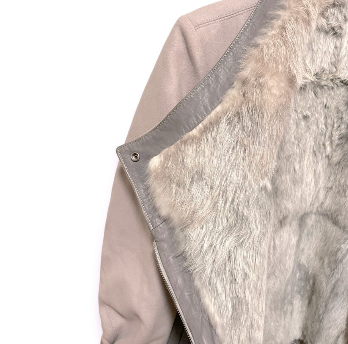 HELMUT LANG Reversible Wool & Fur Jacket with Lamb leather Accents |Size: Small|