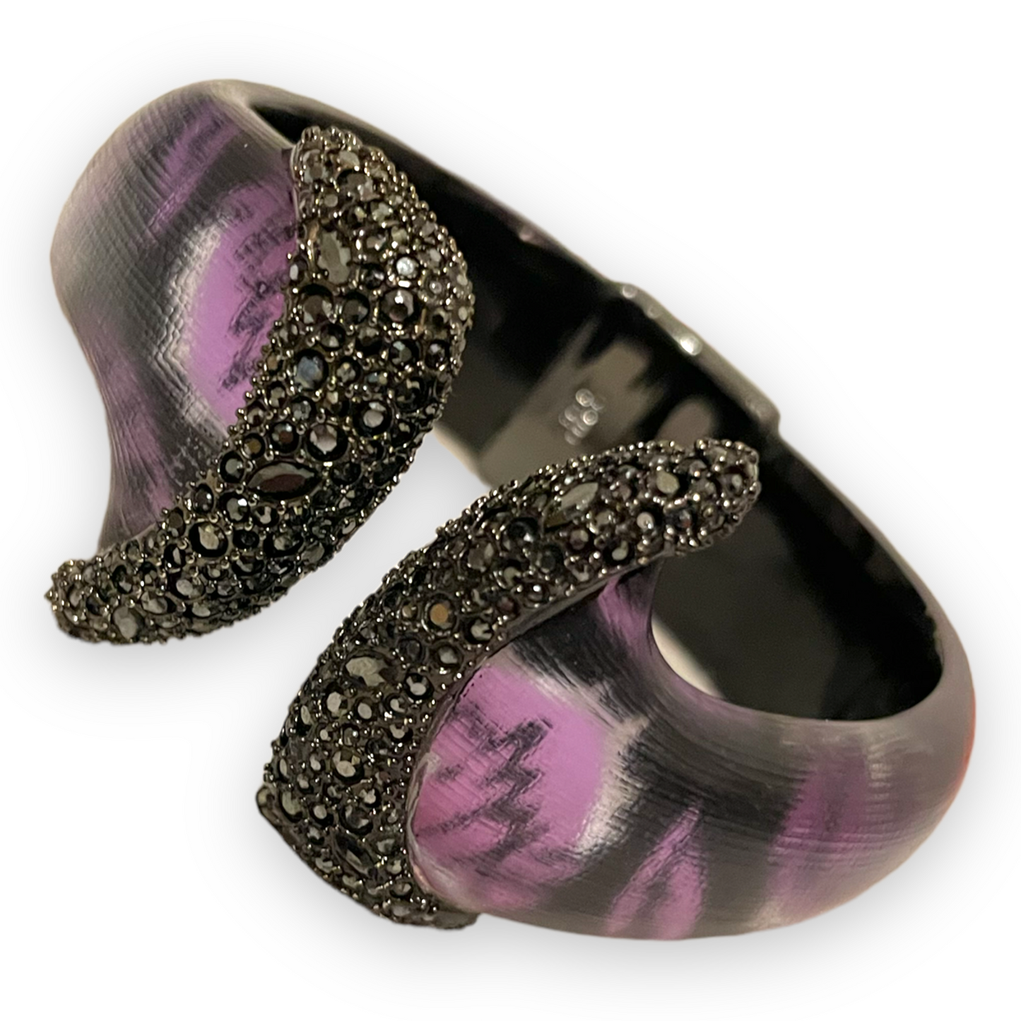 ALEXIS BITTAR Black Crystal & Hand Crafted Lucite Hinge Cuff