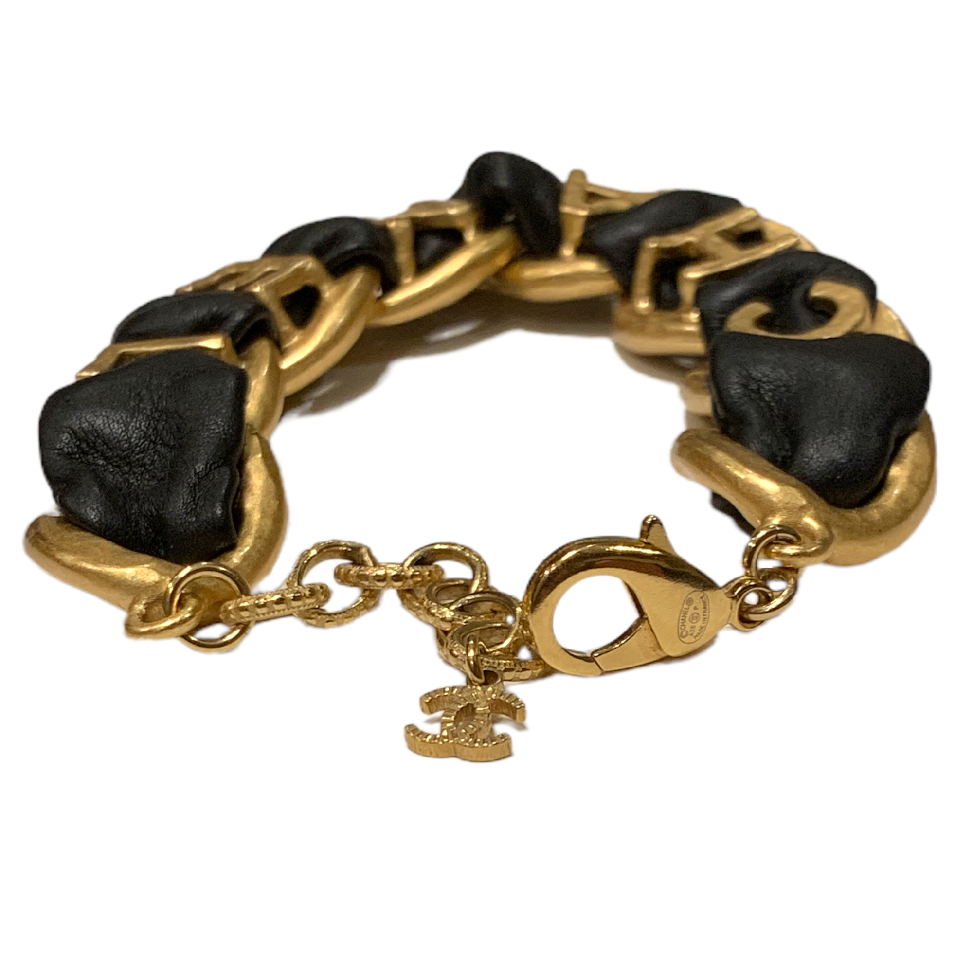 Chanel 2020 Metal & Lambskin Link Bracelet