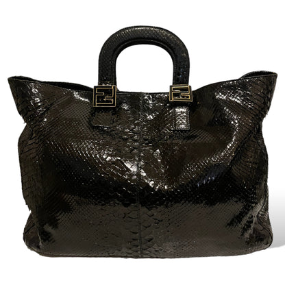 Fendi Vintage Exotic Twins Tote in Black Genuine Python - main product photo