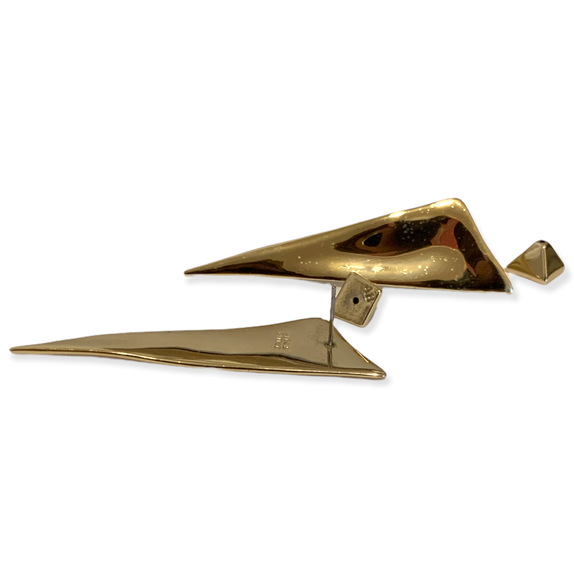 Alexis Bittar Reversible Gold Tone Triangular Earrings with Stud Back