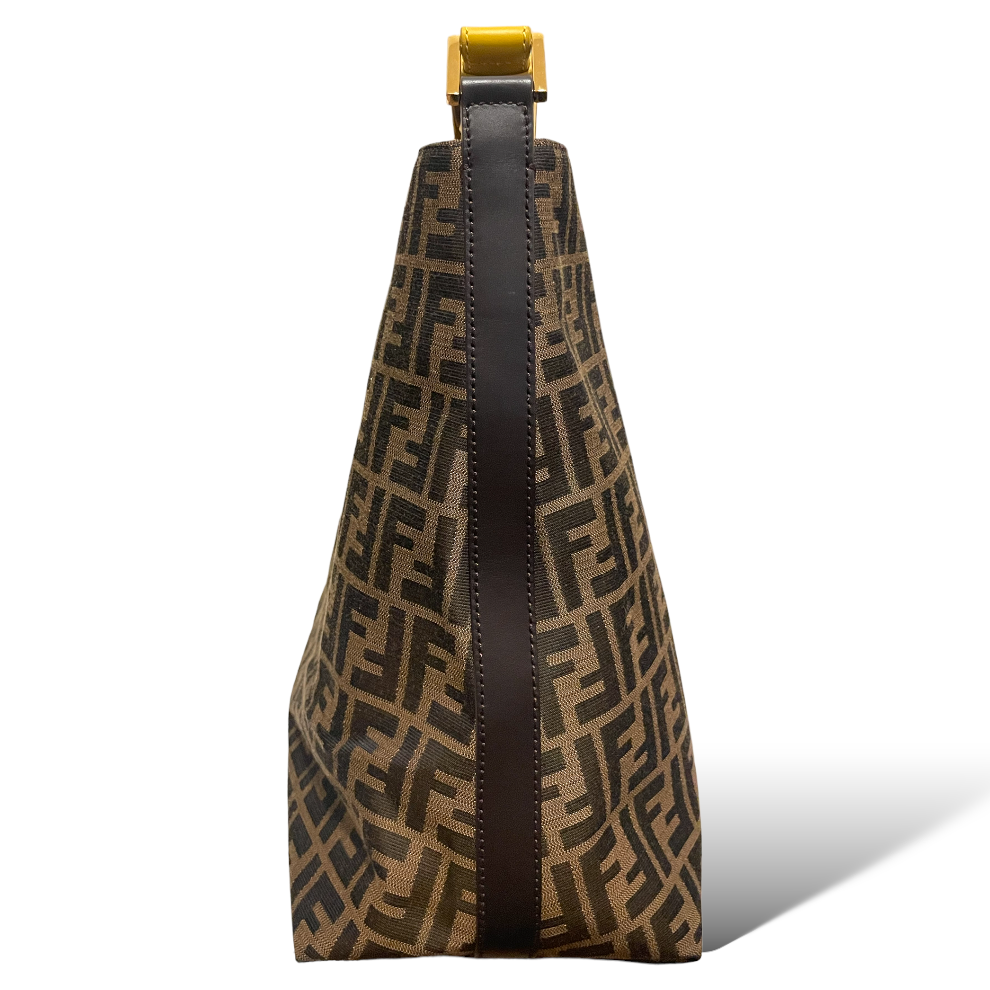 FENDI Large Tobacco/Ochre Zucca Print Canvas with Calfskin Trim Hobo Bag