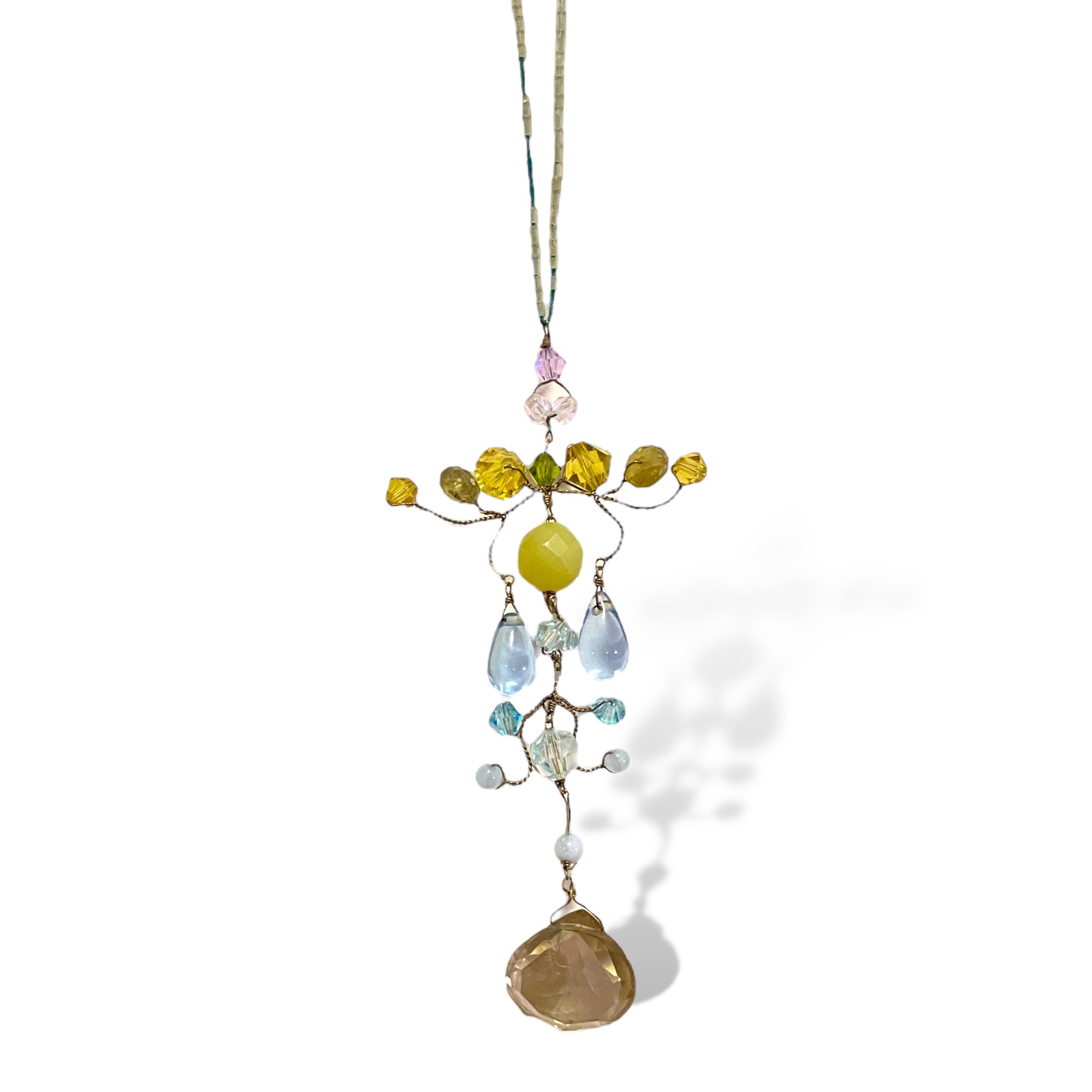Custom Made Semi Precious Gem Stone Abstract Necklace