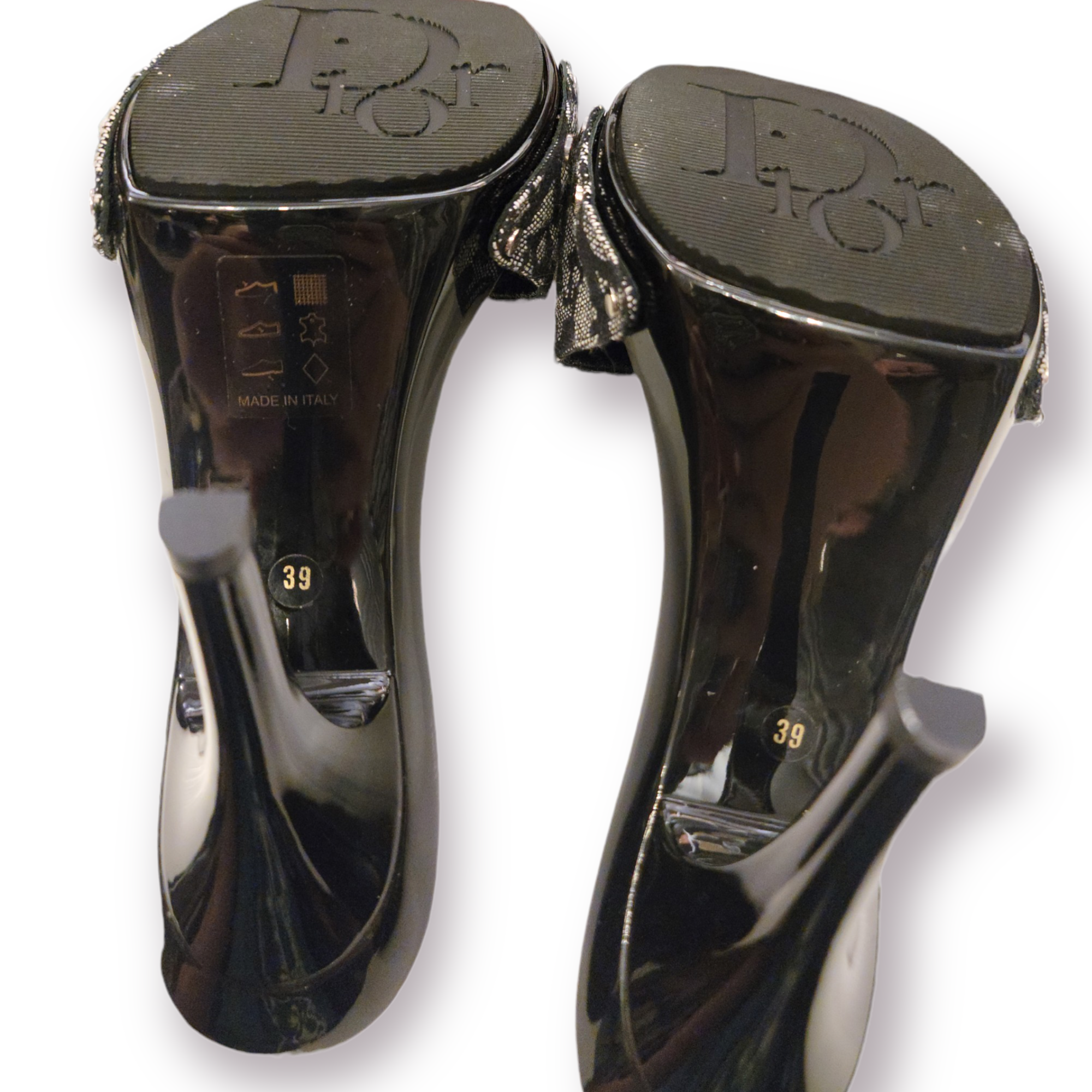 CHRISTIAN DIOR Monogram Trotter Mule Heels with Large Silver C & D Detail EU39