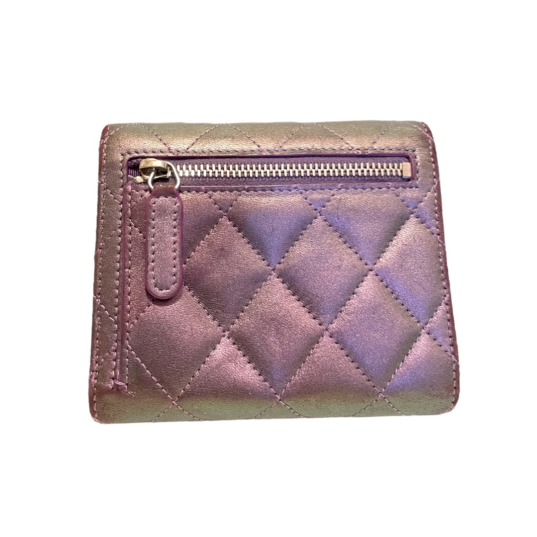 Chanel Compact Classic Quilted Iridescent Lambskin Flap Wallet