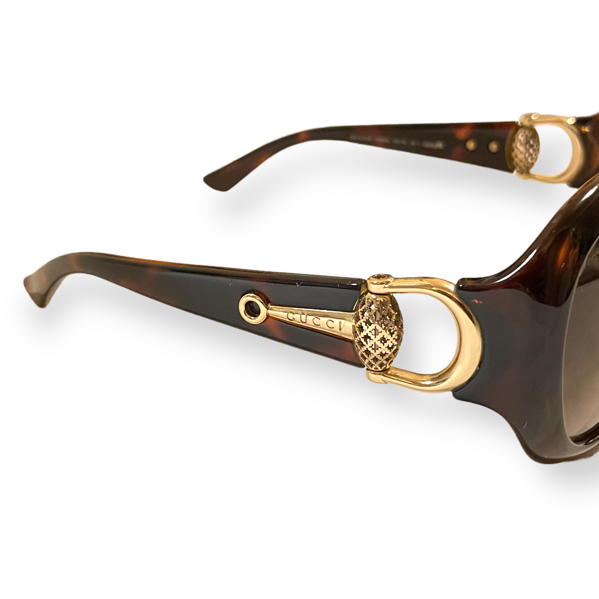 Oversized GUCCI Tortoise Frames with classic gold tone Horse-bit Design