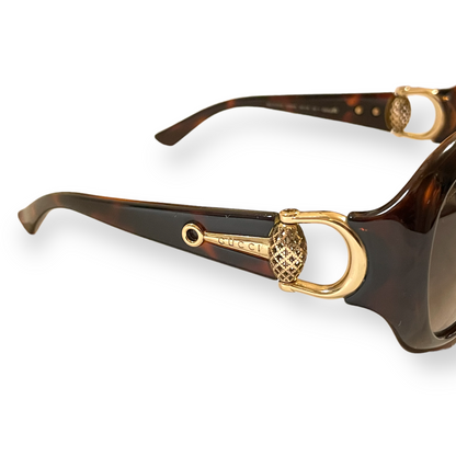 Oversized Gucci Tortoise Frames with classic gold tone Horse-bit Design - photo 9 of 11