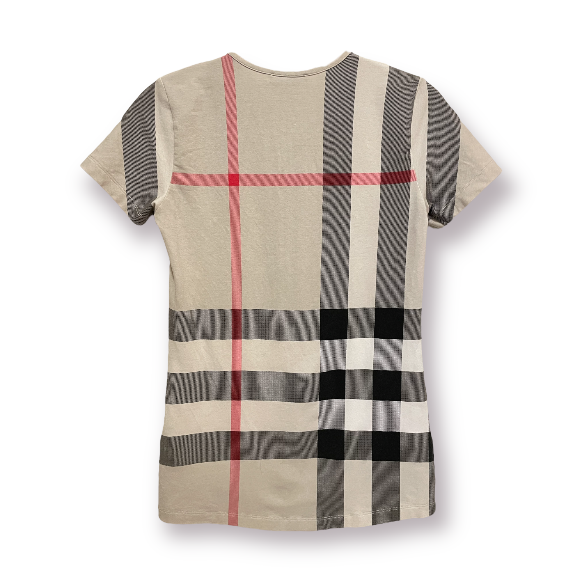 Womens BURBERRY Brit Check Print T-Shirt |Size:Small|