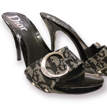 Christian Dior Monogram Trotter Mule Heels with Large Silver C & D Detail - photo 9 of 9