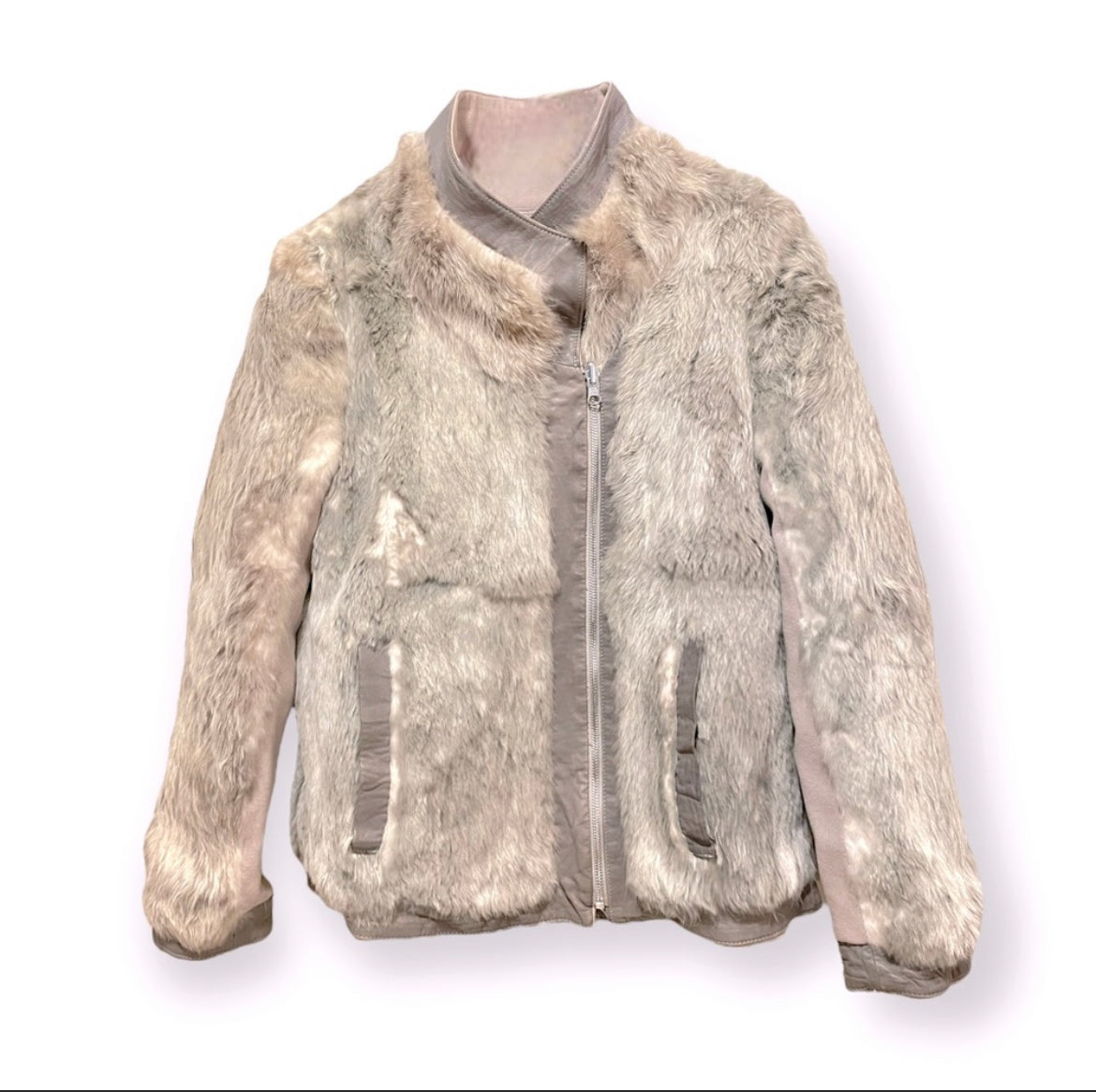 HELMUT LANG Reversible Wool & Fur Jacket with Lamb leather Accents |Size: Small|