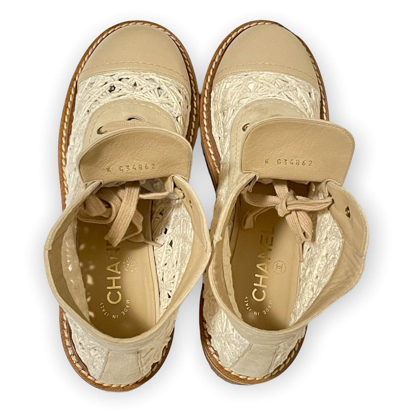 Chanel S19 Beige Crochet/leather/Suede Boot | Size: 38.5 EU |