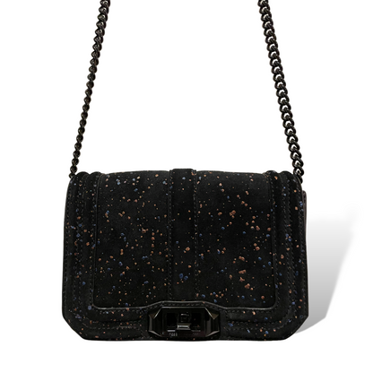 Rebecca Minkoff Black Hardware & Suede Crossbody Bag with Cobalt Blue & Rose Gold Splatter - photo 2 of 11