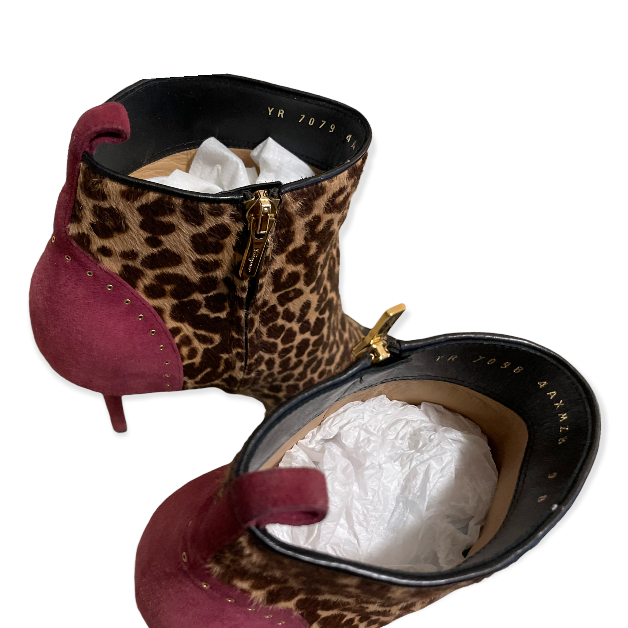 SALVATORE FERRAGAMO  Calf Hair Animal Print Ankle Booties