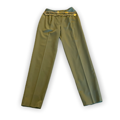 Vintage Chanel Women’s Military Green High-Waisted Wool & Silk Tailored Pants - photo 12 of 13