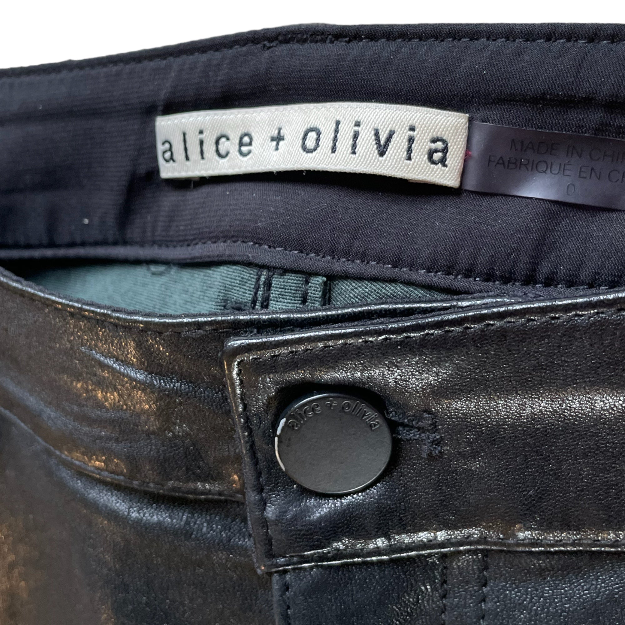 ALICE + OLIVIA Mid-Rise Skinny Leg Lamb Leather Pants  |Size: 0|