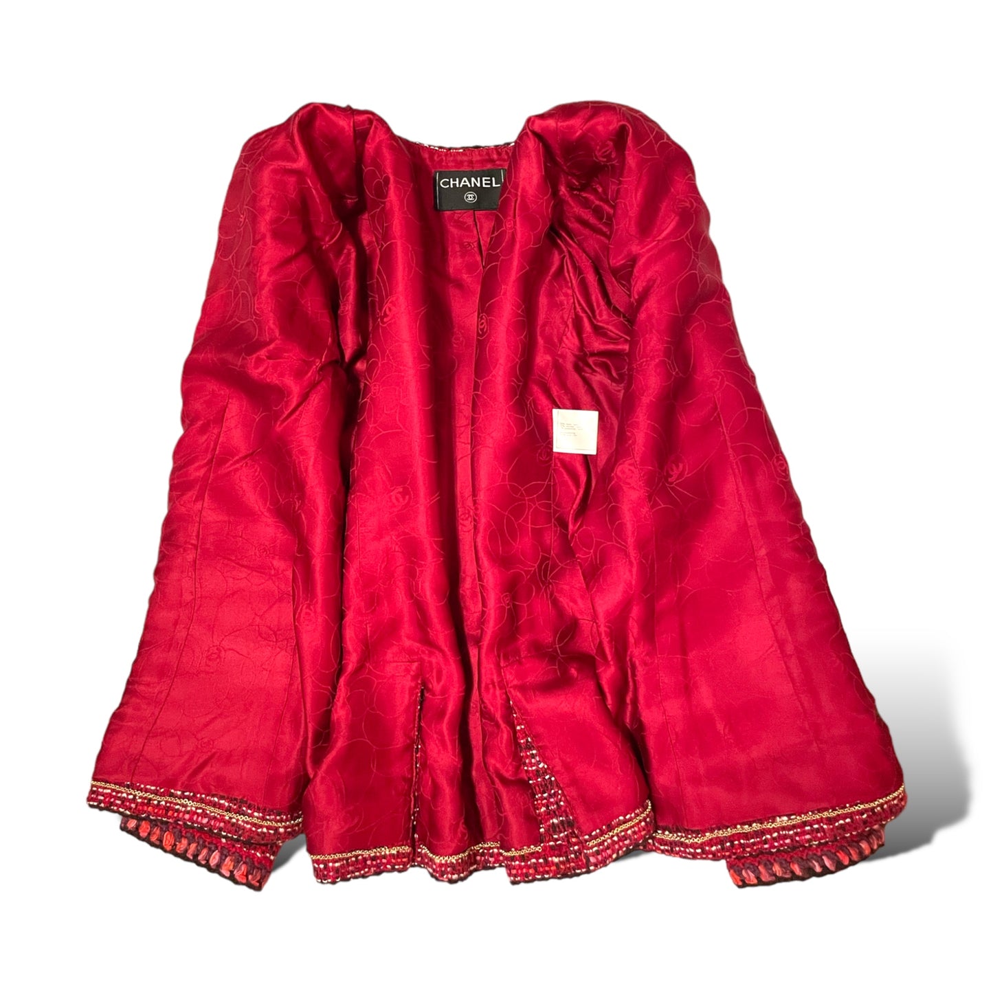 CHANEL Vintage FALL 2001 Collection Burgundy Tweed Patterned Jacket