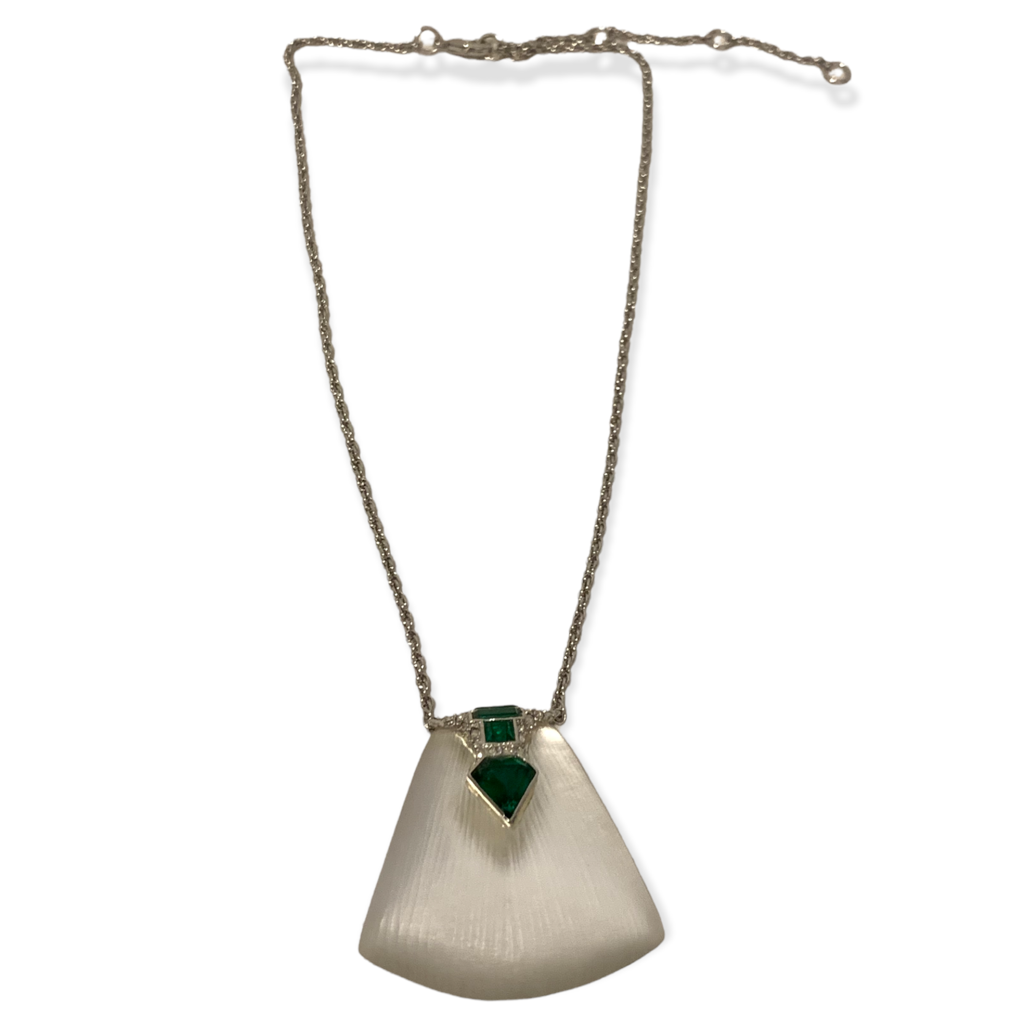Alexis Bittar Crystal & Emerald Encrusted Clear Lucite Necklace