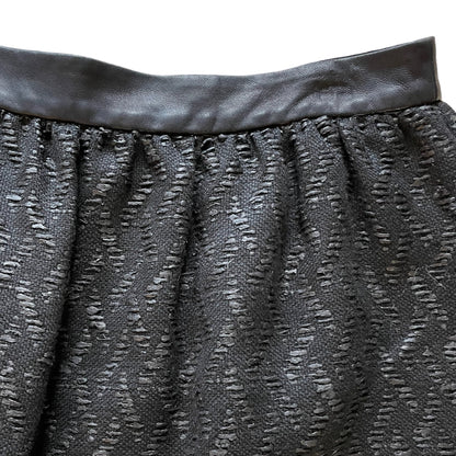 Alice + Olivia Black Pattern with Lamb Leather Trim Mini Skirt - photo 7 of 8