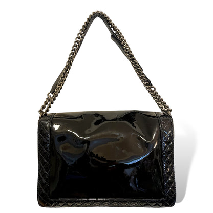 Chanel Reverso Boy Flap Bag Patent Large in Midnight Blue - photo 6 of 20