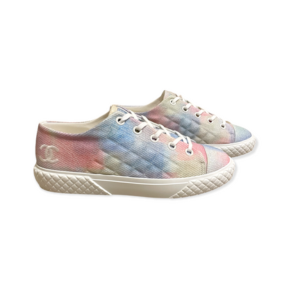 Chanel 22C Printed Fabric Green, Pink, Blue & White Sneakers - photo 8 of 12