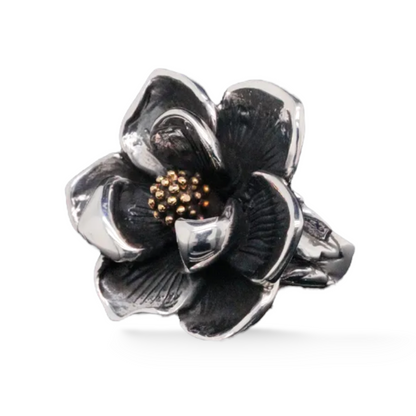 King Baby Solid Sterling Silver Magnolia Flower Ring - main product photo