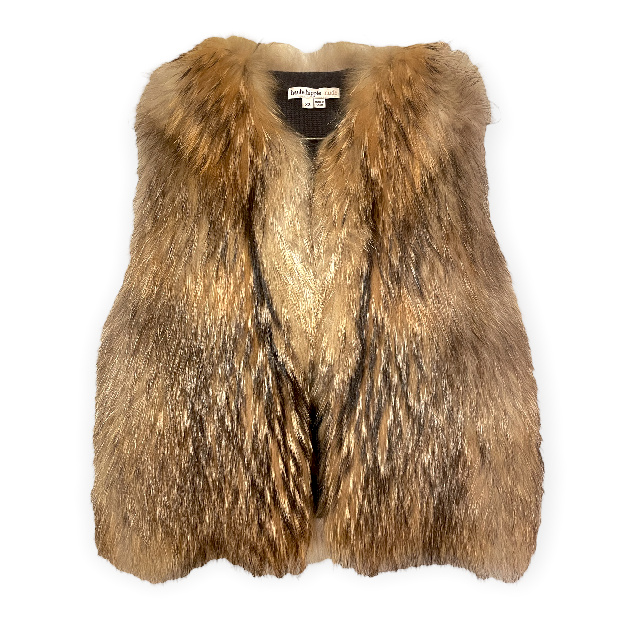 Haute Hippie Raccoon Vest with Merino Wool Lining |Size: XS|