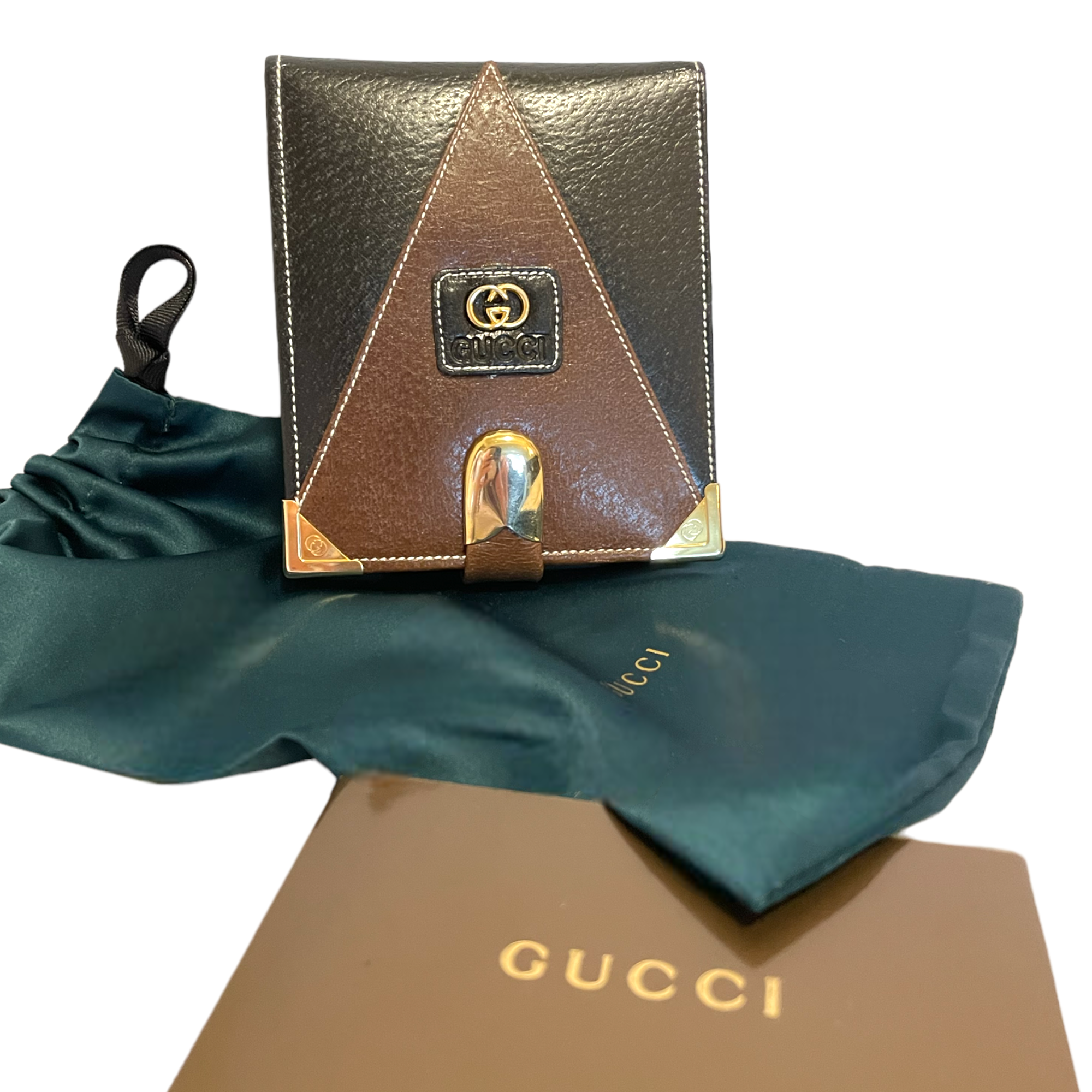 GUCCI RARE & UNIQUE Vintage GUCCI Bi-Fold Two-Tone Leather Wallet