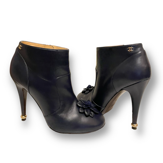CHANEL Lambskin Short Boots 15A Size: 38