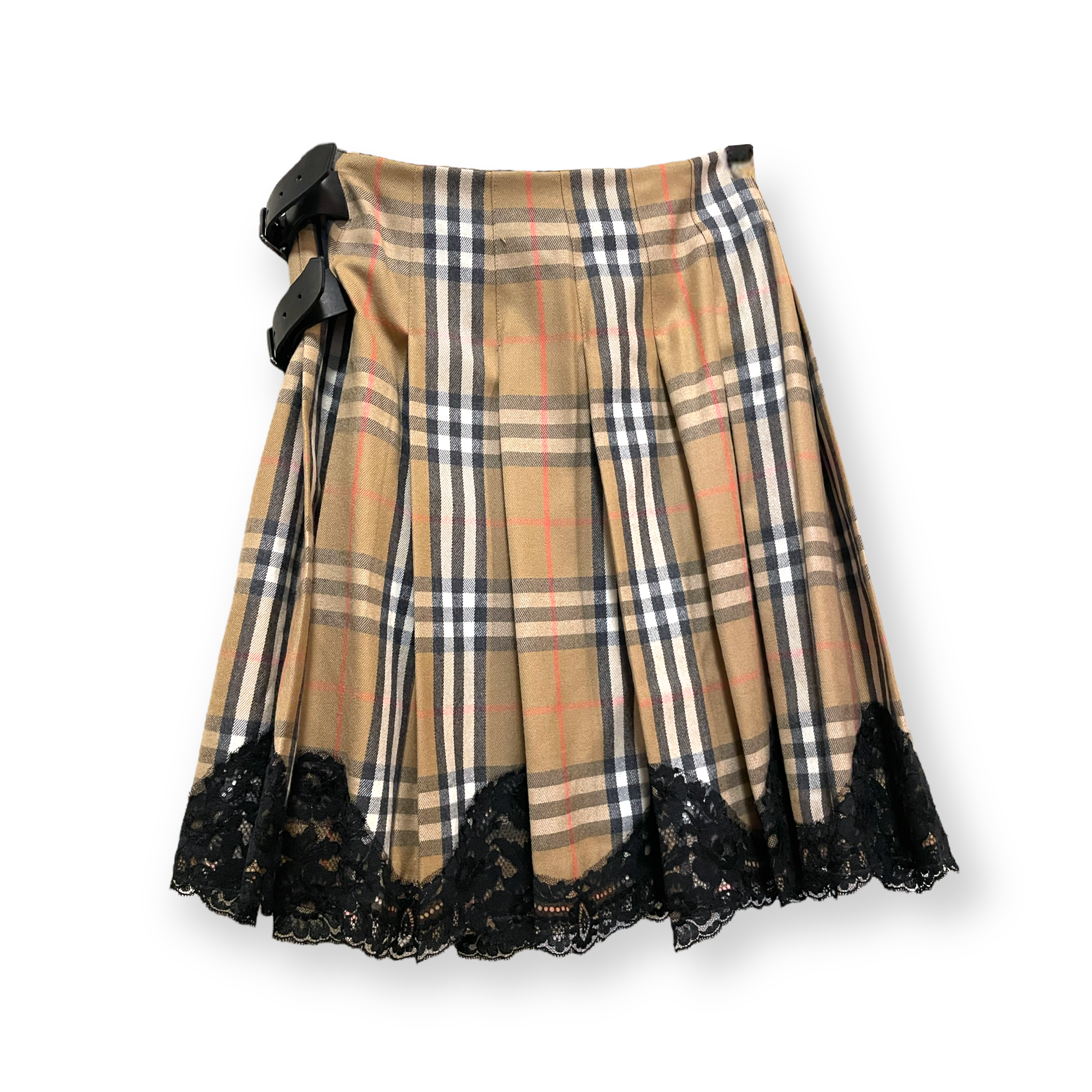 BURBERRY LONDON Brown Beige London Nova Check Plaid Wool Skirt