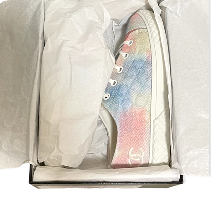 Chanel 22C Printed Fabric Green, Pink, Blue & White Sneakers - photo 2 of 12