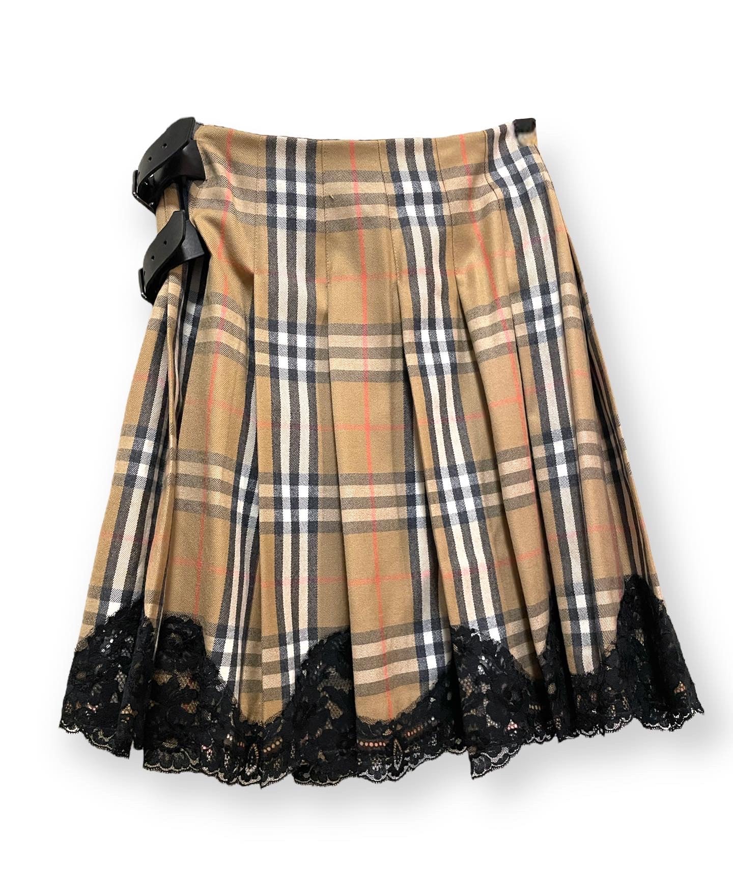 BURBERRY LONDON Brown Beige London Nova Check Plaid Wool Skirt