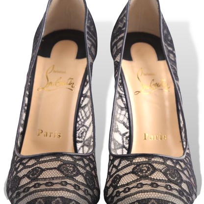 Christian Louboutin Black Dorissima Lace 100 Dentelle Pumps - photo 9 of 14