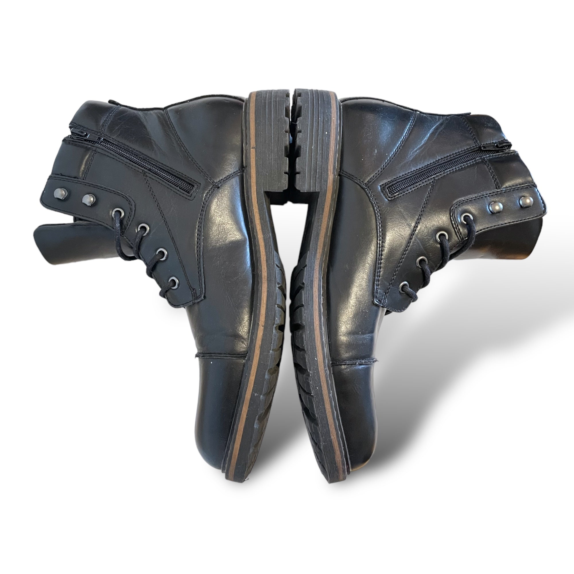 Mens PUBLIC OPINION Black Combat Boots |Size: 10.5|