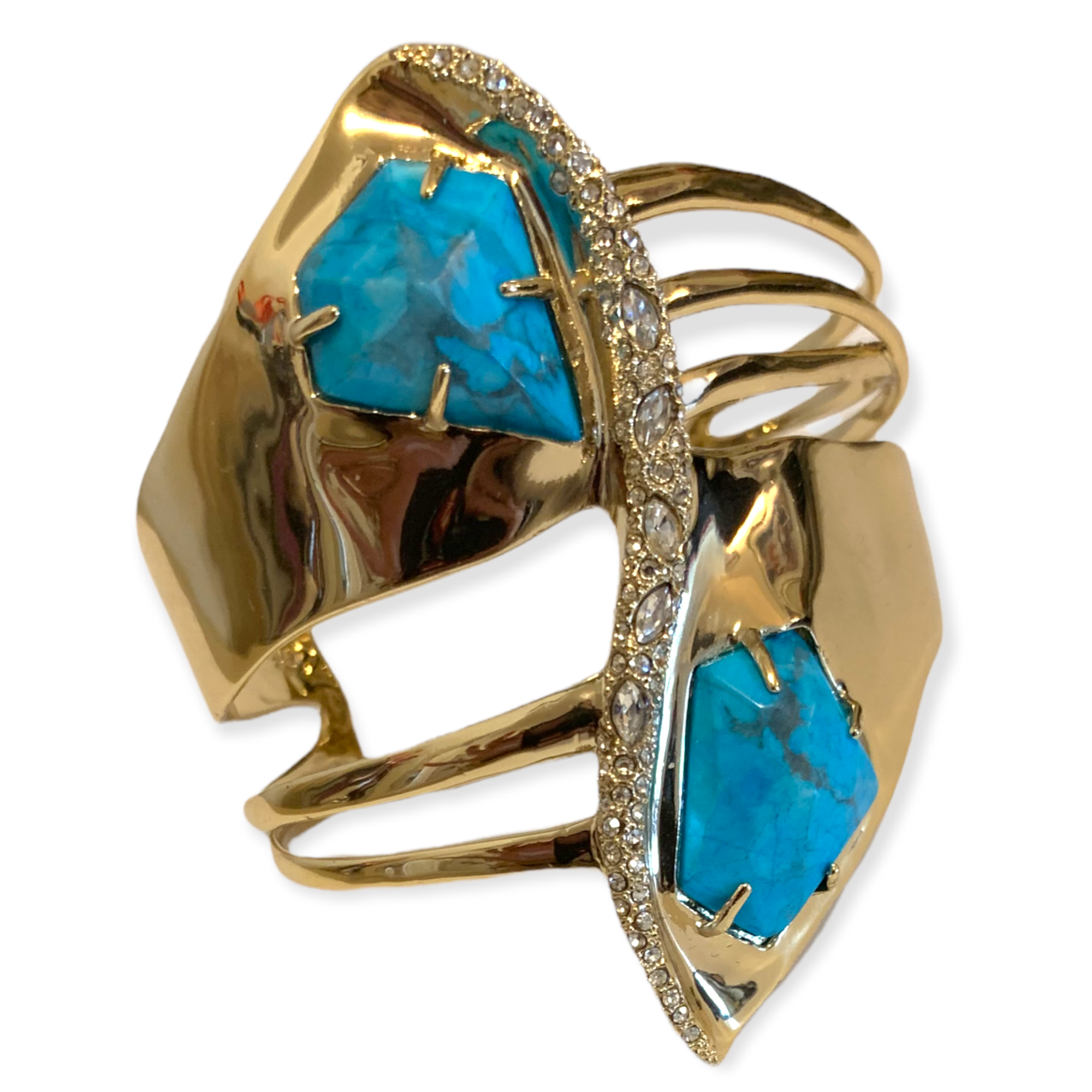 Alexis Bittar gold colored Turquoise JAGGED DIAMOND RIBBON CUFF