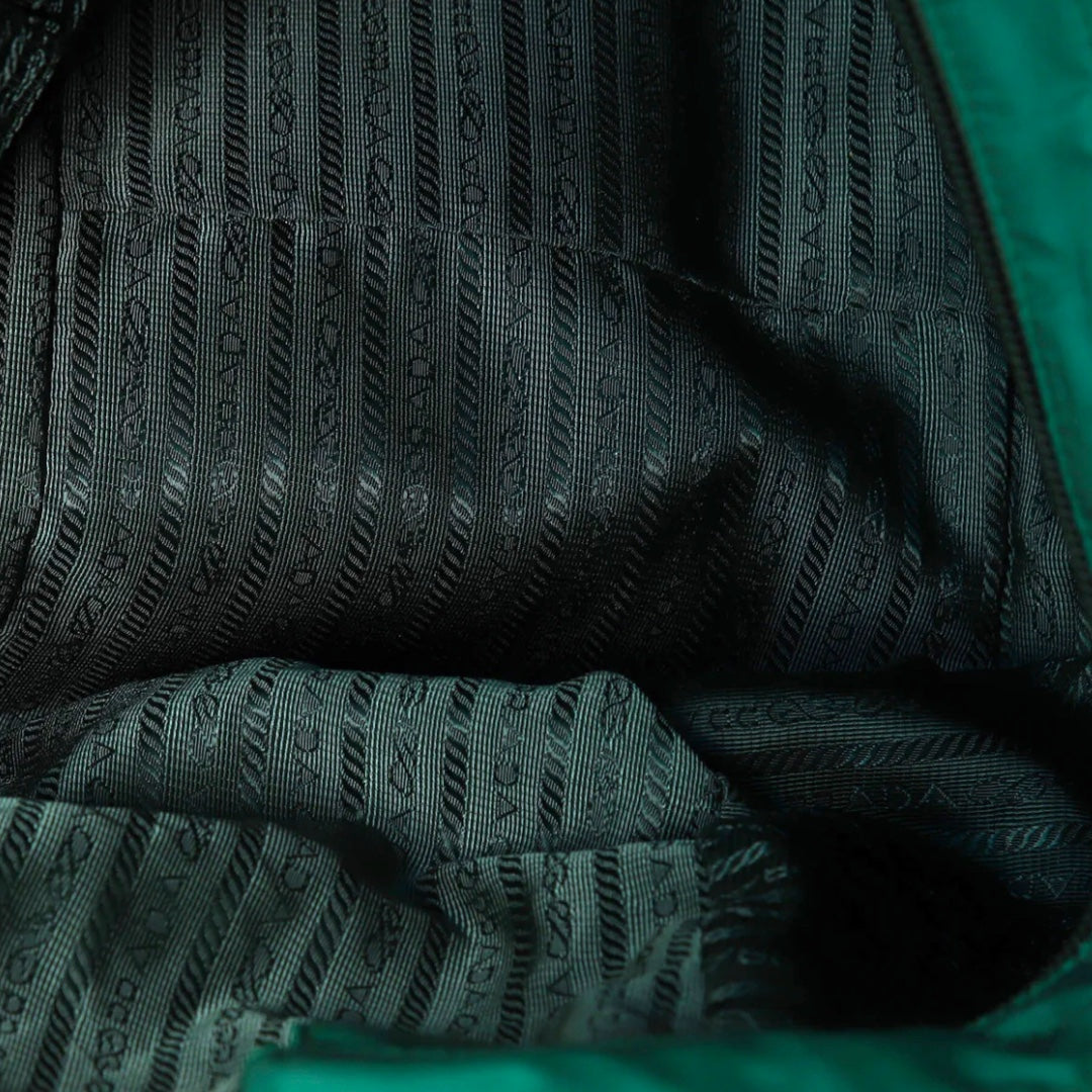 PRADA Convertible 2-Way Medium Tessuto Front Pocket Tote in Emerald Green