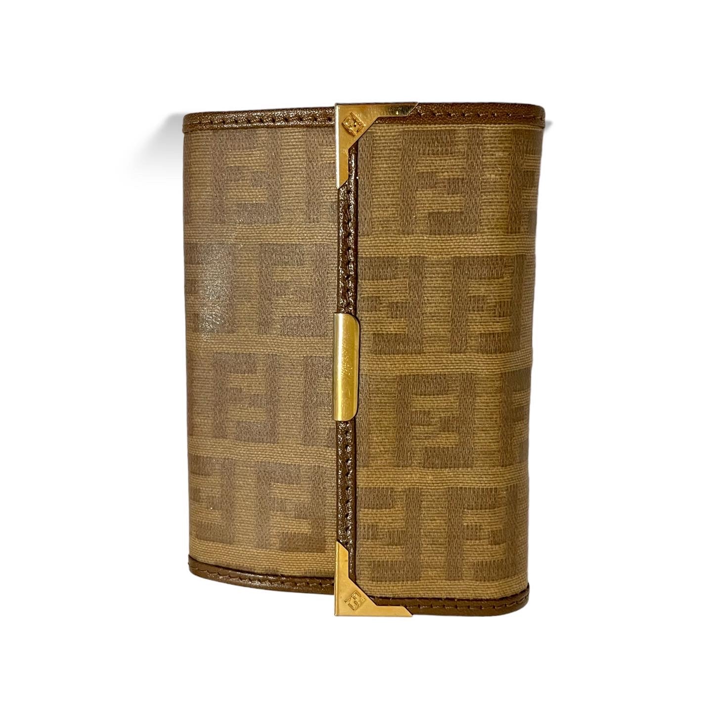 FENDI Vintage Zucchino FF Logo Monogram Coated Canvas Tri-Fold Address/Notebook
