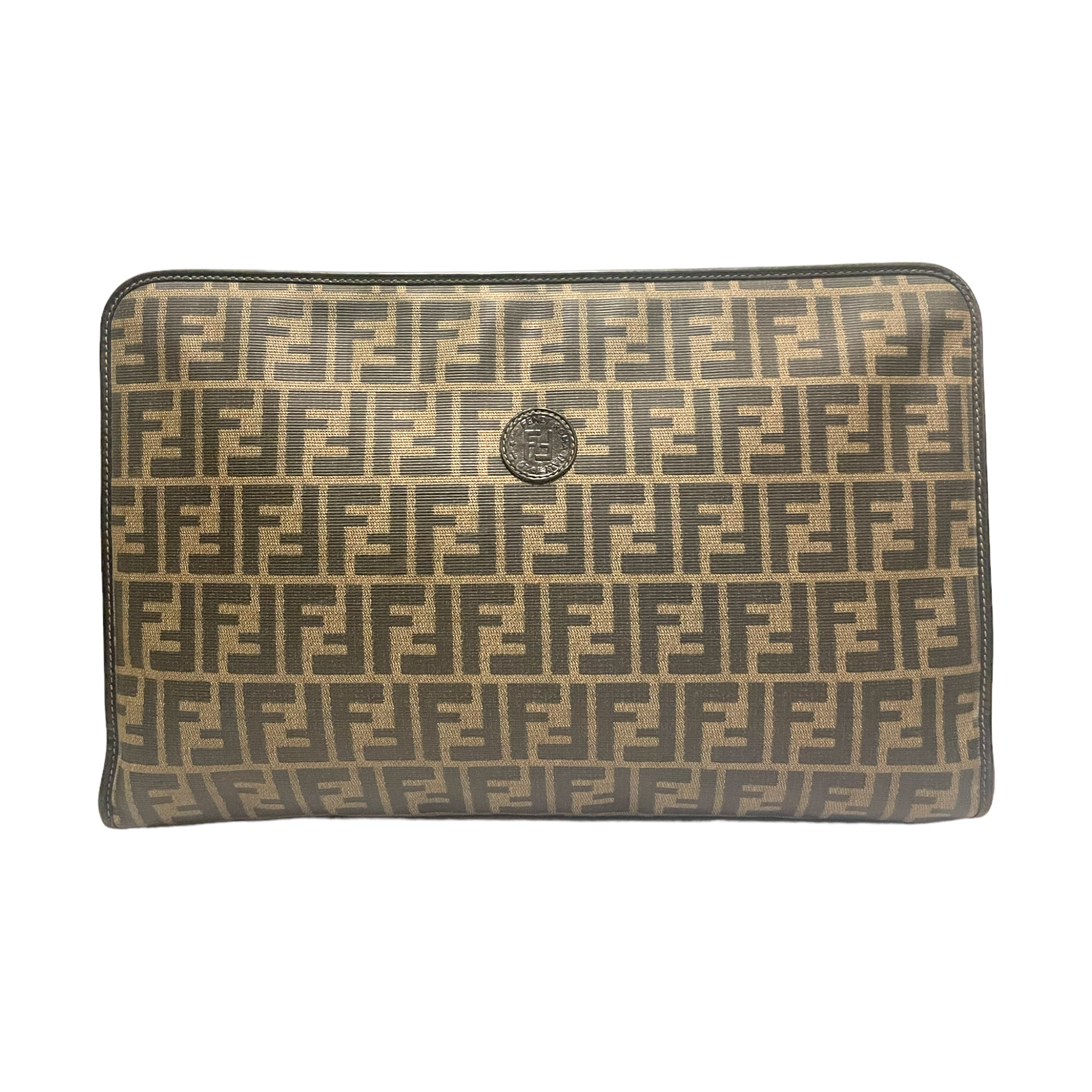 FENDI Vintage Classic Double FF Zucca Motif Print Portfolio Bag