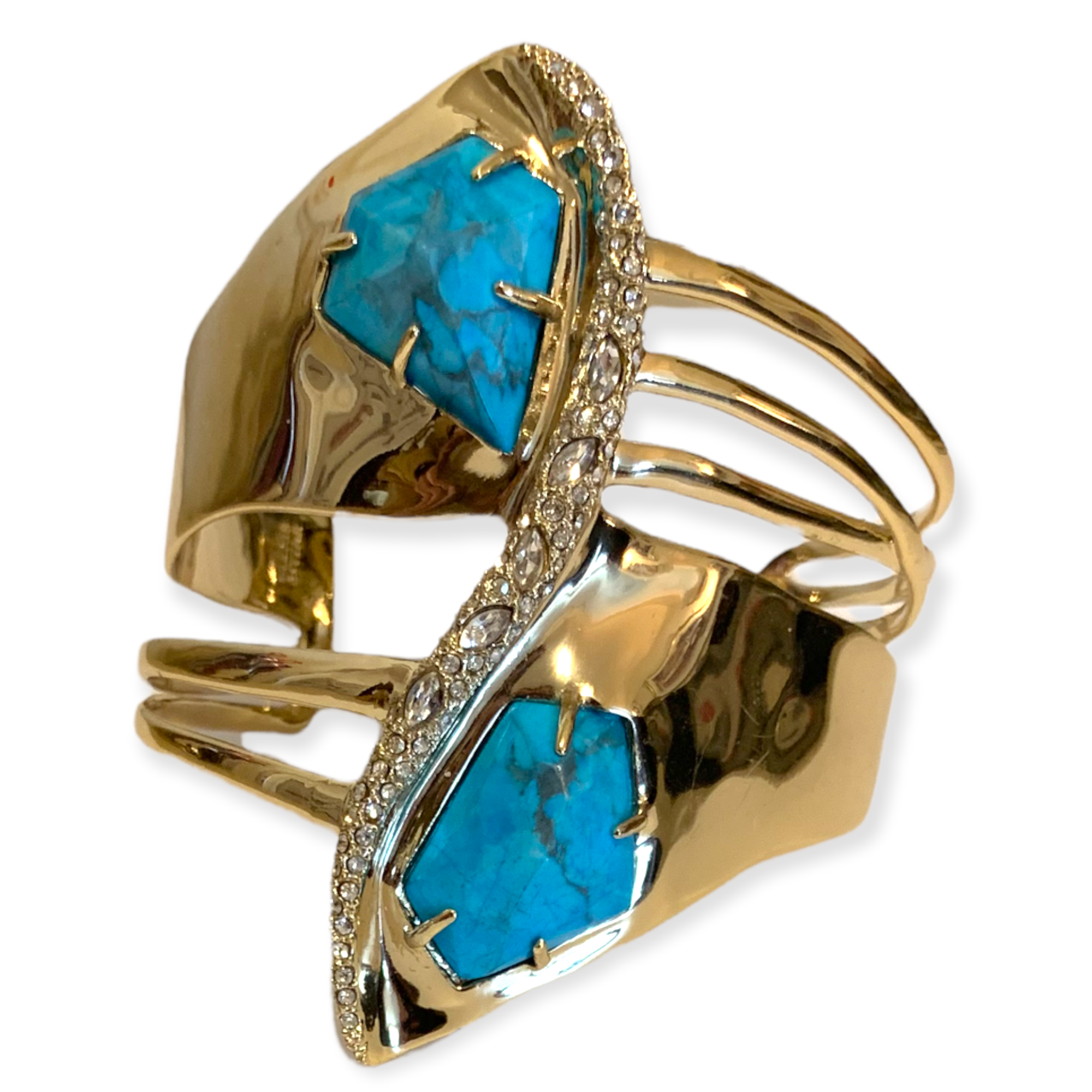Alexis Bittar gold colored Turquoise JAGGED DIAMOND RIBBON CUFF