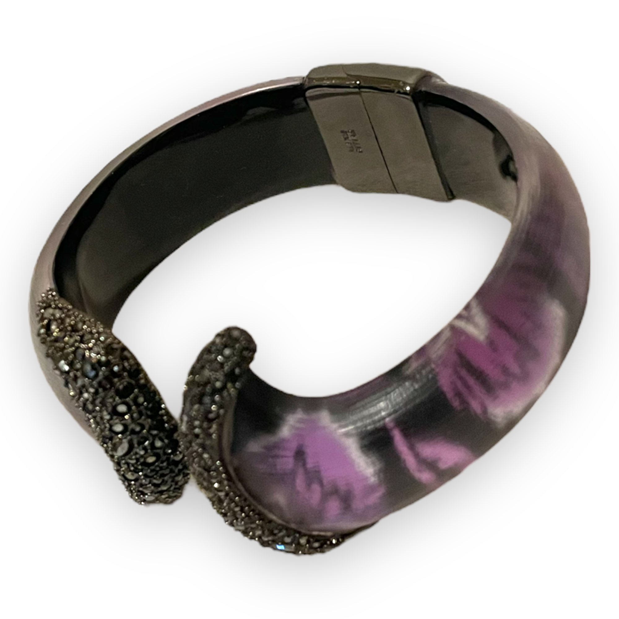 ALEXIS BITTAR Black Crystal & Hand Crafted Lucite Hinge Cuff