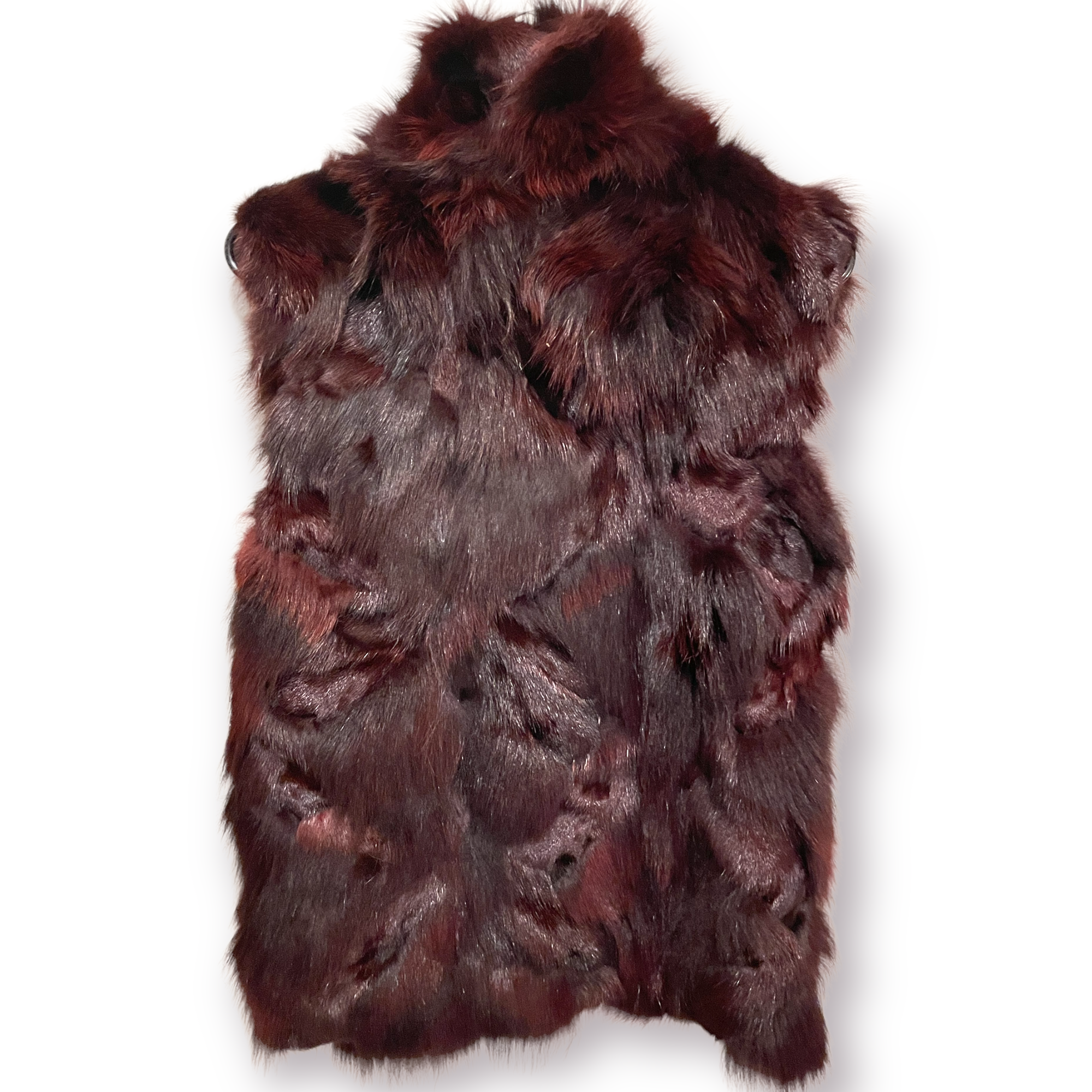 ADRIENNE LANDAU Burgundy Fox Fur Vest |Size: Small|