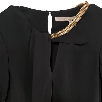 Rachel Roy Black Long Sleeve Dress/Top with Gold Neckline Accent & Pockets - photo 5 of 7